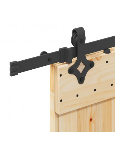 Porta Scorrevole con Set Hardware 95x210 cm Legno Massello Pino