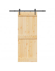 Porta Scorrevole con Set Hardware 80x210 cm Legno Massello Pino