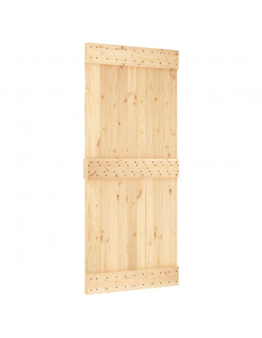 Porta Scorrevole con Set Hardware 90x210 cm Legno Massello Pino