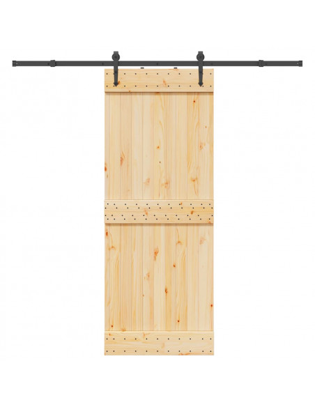 Porta Scorrevole con Set Hardware 80x210 cm Legno Massello Pino