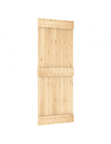 Porta Scorrevole con Set Hardware 80x210 cm Legno Massello Pino