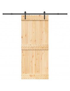 Porta Scorrevole con Set Hardware 90x210 cm Legno Massello Pino