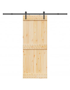 Porta Scorrevole con Set Hardware 80x210 cm Legno Massello Pino