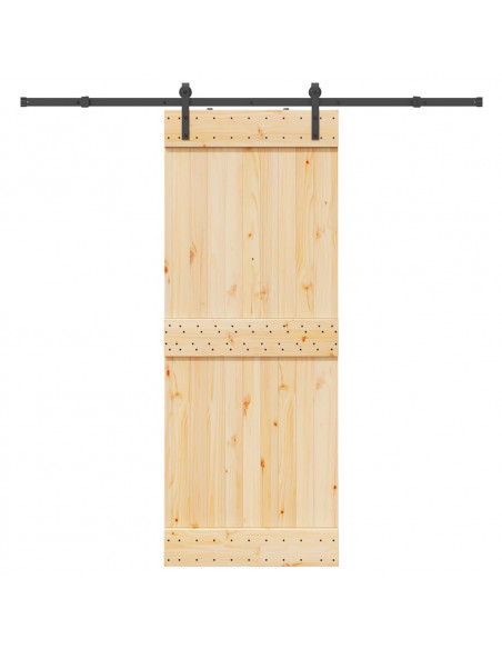 Porta Scorrevole con Set Hardware 80x210 cm Legno Massello Pino