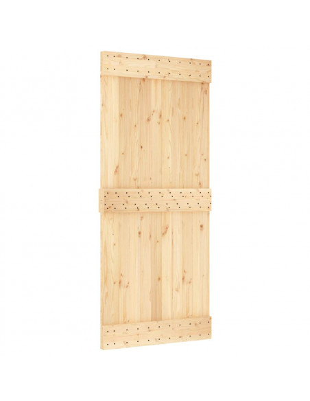 Porta Scorrevole con Set Hardware 90x210 cm Legno Massello Pino
