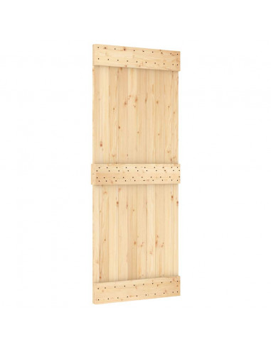 Porta Scorrevole con Set Hardware 80x210 cm Legno Massello Pino