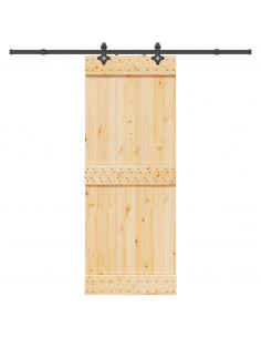 Porta Scorrevole con Set Hardware 80x210 cm Legno Massello Pino