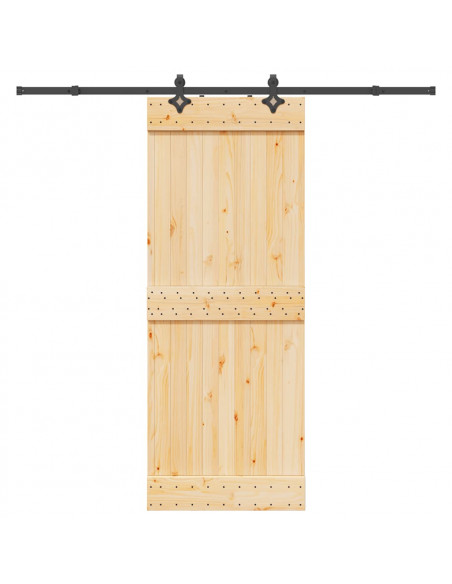 Porta Scorrevole con Set Hardware 80x210 cm Legno Massello Pino