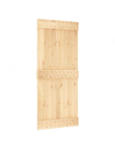 Porta Scorrevole con Set Hardware 90x210 cm Legno Massello Pino