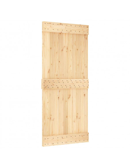 Porta Scorrevole con Set Hardware 90x210 cm Legno Massello Pino