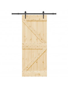 Porta Scorrevole con Set Hardware 85x210 cm Legno Massello Pino