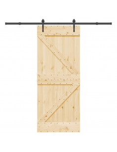 Porta Scorrevole con Set Hardware 85x210 cm Legno Massello Pino