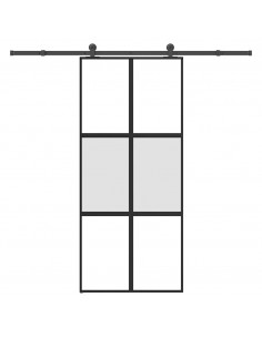 Porta Scorrevole Ferramenta 90x205 cm Vetro Temperato Alluminio