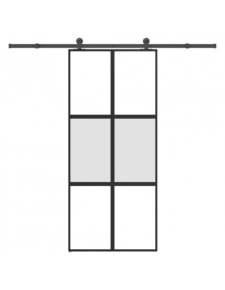 Porta Scorrevole Ferramenta 90x205 cm Vetro Temperato Alluminio