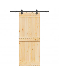 Porta Scorrevole con Set Hardware 80x210 cm Legno Massello Pino
