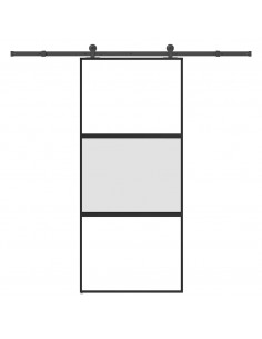 Porta Scorrevole Ferramenta 90x205 cm Vetro Temperato Alluminio