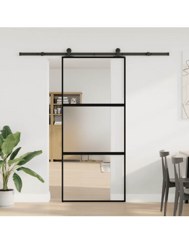 Porta Scorrevole Ferramenta 90x205 cm Vetro Temperato Alluminio