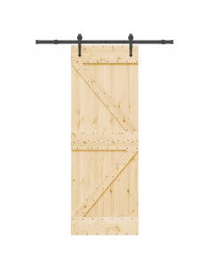 Porta Scorrevole con Set Hardware 70x210 cm Legno Massello Pino