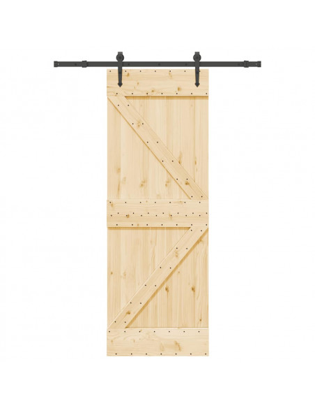 Porta Scorrevole con Set Hardware 70x210 cm Legno Massello Pino