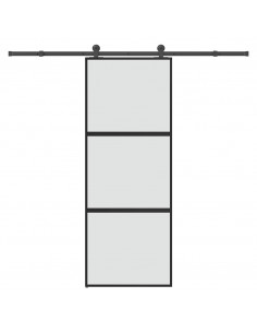 Porta Scorrevole Ferramenta 76x205 cm Vetro Temperato Alluminio