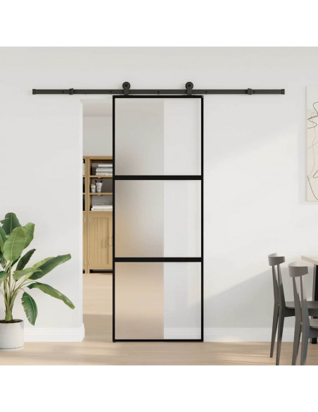 Porta Scorrevole Ferramenta 76x205 cm Vetro Temperato Alluminio
