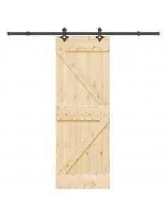 Porta Scorrevole con Set Hardware 70x210 cm Legno Massello Pino
