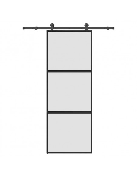 Porta Scorrevole Ferramenta 76x205 cm Vetro Temperato Alluminio
