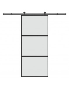 Porta Scorrevole Ferramenta 90x205 cm Vetro Temperato Alluminio