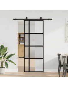 Porta Scorrevole Ferramenta 76x205 cm Vetro Temperato Alluminio 2