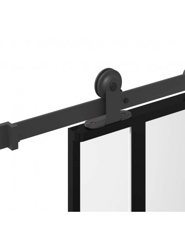 Porta Scorrevole Ferramenta 76x205 cm Vetro Temperato Alluminio