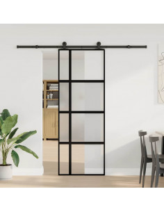 Porta Scorrevole Ferramenta 76x205 cm Vetro Temperato Alluminio 2