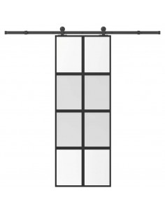 Porta Scorrevole Ferramenta 76x205 cm Vetro Temperato Alluminio