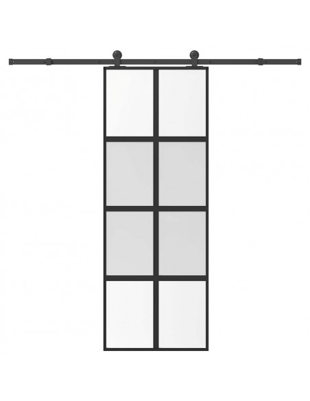 Porta Scorrevole Ferramenta 76x205 cm Vetro Temperato Alluminio