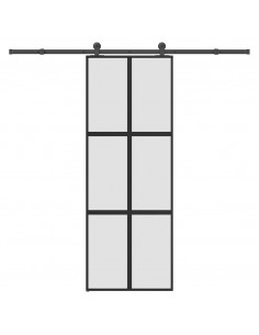 Porta Scorrevole Ferramenta 76x205 cm Vetro Temperato Alluminio