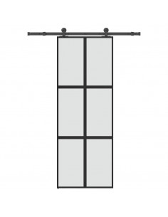 Porta Scorrevole Ferramenta 76x205 cm Vetro Temperato Alluminio
