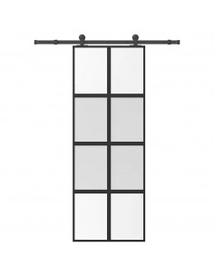 Porta Scorrevole Ferramenta 76x205 cm Vetro Temperato Alluminio