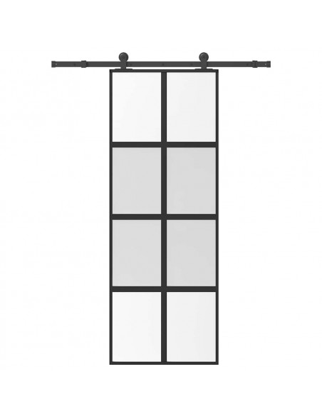 Porta Scorrevole Ferramenta 76x205 cm Vetro Temperato Alluminio
