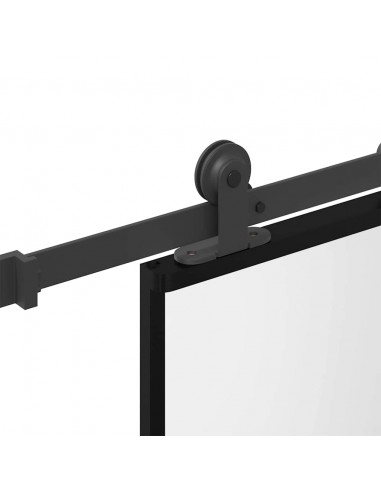 Porta Scorrevole Ferramenta 76x205 cm Vetro Temperato Alluminio