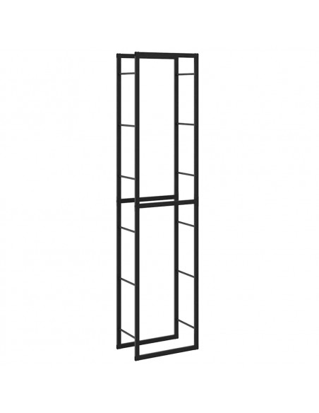 Rastrelliera per Legna da Ardere Nera 50x30x209 cm in Acciaio