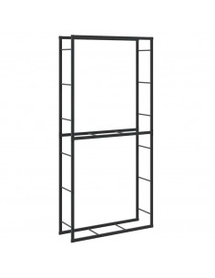 Rastrelliera per Legna da Ardere Nera 100x30x209 cm in Acciaio 2