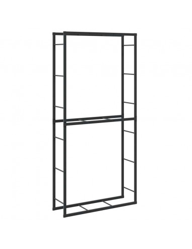 Rastrelliera per Legna da Ardere Nera 100x30x209 cm in Acciaio