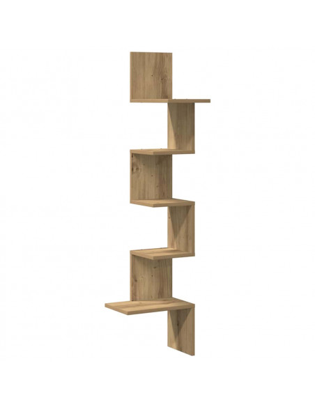 Scaffale Angolare Muro Rovere Artigianale 32x32x127,5 cm