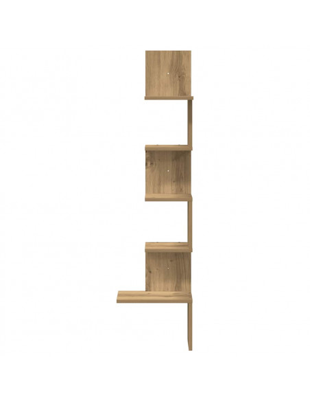 Scaffale Angolare Muro Rovere Artigianale 32x32x127,5 cm
