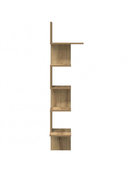 Scaffale Angolare Muro Rovere Artigianale 32x32x127,5 cm