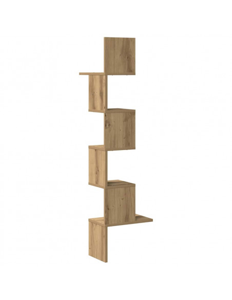 Scaffale Angolare Muro Rovere Artigianale 32x32x127,5 cm