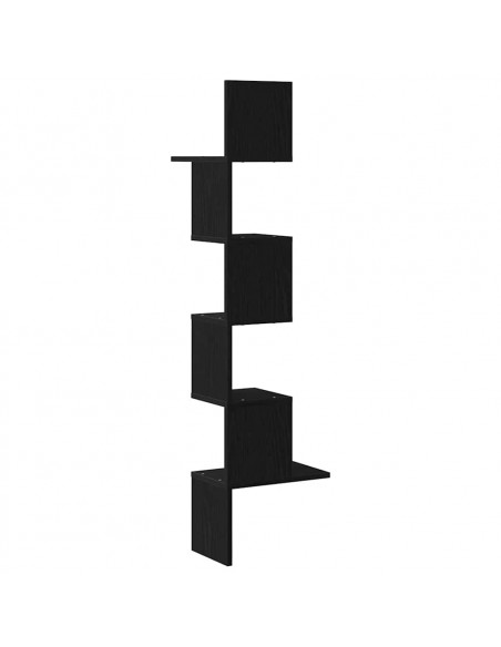 Scaffale Angolare Muro Nero 32x32x127,5 cm Legno Multistrato
