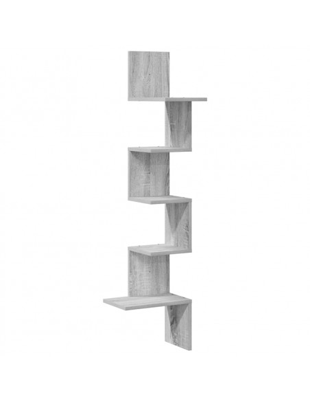 Scaffale Angolare Muro Grigio Sonoma 32x32x127,5 cm Truciolato