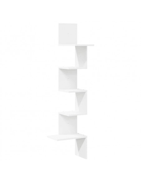 Scaffale Angolare Muro Bianco 32x32x127,5 cm Legno Multistrato