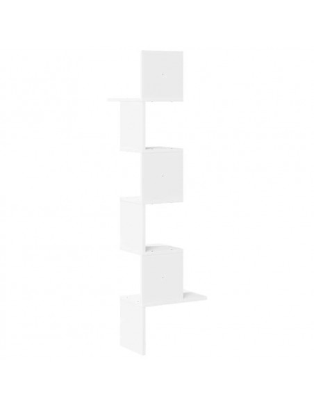 Scaffale Angolare Muro Bianco 32x32x127,5 cm Legno Multistrato
