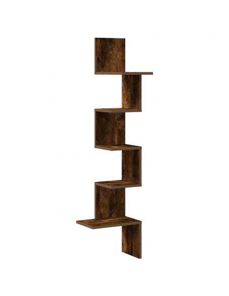 Scaffale Angolare a Muro Rovere Fumo 32x32x127,5 cm Truciolato